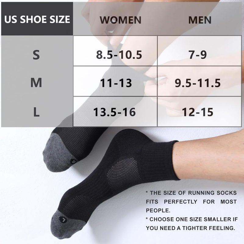 FITRELL 6 Pack Men's Athletic Ankle Socks Cushioned Sports Running Socks, Shoe Size 9-12, Black - Image 2